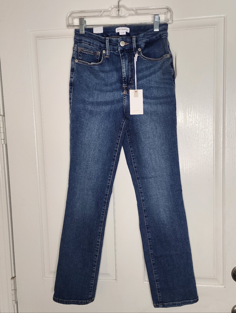 NWT Good American Good Legs Straight Jeans Blue004 Size 26 / 2